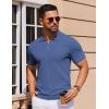 imageCOOFANDY Mens Short Sleeve Polo Shirts Zipper Knit Collar Shirt Lightweight Golf Polo ShirtDenim Blue