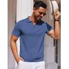 imageCOOFANDY Mens Short Sleeve Polo Shirts Zipper Knit Collar Shirt Lightweight Golf Polo ShirtDenim Blue