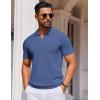 imageCOOFANDY Mens Short Sleeve Polo Shirts Zipper Knit Collar Shirt Lightweight Golf Polo ShirtDenim Blue