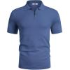 imageCOOFANDY Mens Short Sleeve Polo Shirts Zipper Knit Collar Shirt Lightweight Golf Polo ShirtDenim Blue