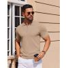imageCOOFANDY Mens Short Sleeve Polo Shirts Zipper Knit Collar Shirt Lightweight Golf Polo ShirtKhaki