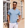 imageCOOFANDY Mens Short Sleeve Polo Shirts Zipper Knit Collar Shirt Lightweight Golf Polo ShirtLight Blue
