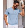 imageCOOFANDY Mens Short Sleeve Polo Shirts Zipper Knit Collar Shirt Lightweight Golf Polo ShirtLight Blue