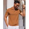 imageCOOFANDY Mens Short Sleeve Polo Shirts Zipper Knit Collar Shirt Lightweight Golf Polo ShirtLight Brown