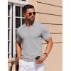 imageCOOFANDY Mens Short Sleeve Polo Shirts Zipper Knit Collar Shirt Lightweight Golf Polo ShirtLight Grey