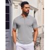 imageCOOFANDY Mens Short Sleeve Polo Shirts Zipper Knit Collar Shirt Lightweight Golf Polo ShirtLight Grey