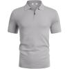imageCOOFANDY Mens Short Sleeve Polo Shirts Zipper Knit Collar Shirt Lightweight Golf Polo ShirtLight Grey