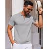 imageCOOFANDY Mens Short Sleeve Polo Shirts Zipper Knit Collar Shirt Lightweight Golf Polo ShirtLight Grey