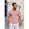 imageCOOFANDY Mens Short Sleeve Polo Shirts Zipper Knit Collar Shirt Lightweight Golf Polo ShirtLight Pink