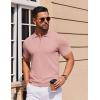 imageCOOFANDY Mens Short Sleeve Polo Shirts Zipper Knit Collar Shirt Lightweight Golf Polo ShirtLight Pink