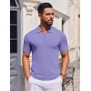 imageCOOFANDY Mens Short Sleeve Polo Shirts Zipper Knit Collar Shirt Lightweight Golf Polo ShirtLilac