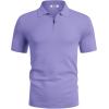 imageCOOFANDY Mens Short Sleeve Polo Shirts Zipper Knit Collar Shirt Lightweight Golf Polo ShirtLilac