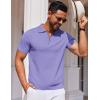 imageCOOFANDY Mens Short Sleeve Polo Shirts Zipper Knit Collar Shirt Lightweight Golf Polo ShirtLilac