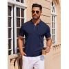 imageCOOFANDY Mens Short Sleeve Polo Shirts Zipper Knit Collar Shirt Lightweight Golf Polo ShirtNavy Blue