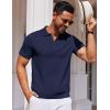 imageCOOFANDY Mens Short Sleeve Polo Shirts Zipper Knit Collar Shirt Lightweight Golf Polo ShirtNavy Blue