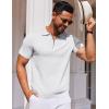 imageCOOFANDY Mens Short Sleeve Polo Shirts Zipper Knit Collar Shirt Lightweight Golf Polo ShirtWhite