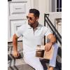 imageCOOFANDY Mens Short Sleeve Polo Shirts Zipper Knit Collar Shirt Lightweight Golf Polo ShirtWhite