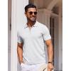 imageCOOFANDY Mens Short Sleeve Polo Shirts Zipper Knit Collar Shirt Lightweight Golf Polo ShirtWhite