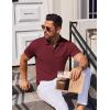imageCOOFANDY Mens Short Sleeve Polo Shirts Zipper Knit Collar Shirt Lightweight Golf Polo ShirtWine Red