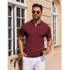 imageCOOFANDY Mens Short Sleeve Polo Shirts Zipper Knit Collar Shirt Lightweight Golf Polo ShirtWine Red