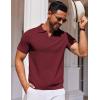 imageCOOFANDY Mens Short Sleeve Polo Shirts Zipper Knit Collar Shirt Lightweight Golf Polo ShirtWine Red