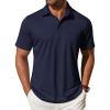 imageCOOFANDY Mens Polo Shirts Short Sleeve Casual Shirts with PocketNavy Blue