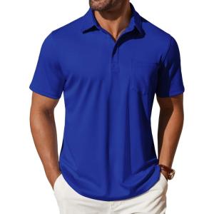 imageCOOFANDY Mens Polo Shirts Short Sleeve Casual Shirts with PocketSky Blue