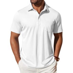 imageCOOFANDY Mens Polo Shirts Short Sleeve Casual Shirts with PocketWhite