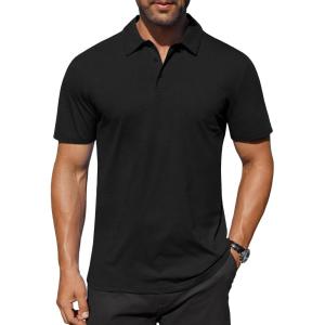 imageCOOFANDY Mens Polo Shirts Short Sleeve Moisture Wicking Golf Shirt Fashion Casual Collared TShirtBlack