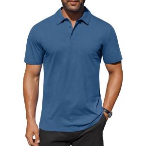 imageCOOFANDY Mens Polo Shirts Short Sleeve Moisture Wicking Golf Shirt Fashion Casual Collared TShirtDenim Blue