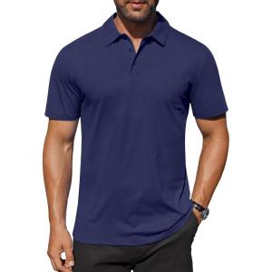 imageCOOFANDY Mens Polo Shirts Short Sleeve Moisture Wicking Golf Shirt Fashion Casual Collared TShirtNavy Blue