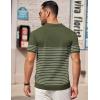 imageCOOFANDY Mens Knit Polo Shirts Short Sleeve Striped Golf Polo Shirts Lightweight Casual Collared T ShirtArmy Green White Stripes
