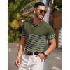 imageCOOFANDY Mens Knit Polo Shirts Short Sleeve Striped Golf Polo Shirts Lightweight Casual Collared T ShirtArmy Green White Stripes