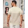 imageCOOFANDY Mens Knit Polo Shirts Short Sleeve Striped Golf Polo Shirts Lightweight Casual Collared T ShirtBeige Caramel Stripes