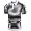 imageCOOFANDY Mens Knit Polo Shirts Short Sleeve Striped Golf Polo Shirts Lightweight Casual Collared T ShirtBlack Stripes