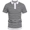 imageCOOFANDY Mens Knit Polo Shirts Short Sleeve Striped Golf Polo Shirts Lightweight Casual Collared T ShirtBlack Stripes
