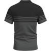 imageCOOFANDY Mens Knit Polo Shirts Short Sleeve Striped Golf Polo Shirts Lightweight Casual Collared T ShirtBlack and Dark Grey