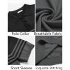 imageCOOFANDY Mens Knit Polo Shirts Short Sleeve Striped Golf Polo Shirts Lightweight Casual Collared T ShirtBlack and Dark Grey