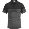 imageCOOFANDY Mens Knit Polo Shirts Short Sleeve Striped Golf Polo Shirts Lightweight Casual Collared T ShirtBlack and Dark Grey