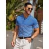 imageCOOFANDY Mens Knit Polo Shirts Short Sleeve Striped Golf Polo Shirts Lightweight Casual Collared T ShirtBlue White Stripes