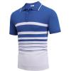 imageCOOFANDY Mens Knit Polo Shirts Short Sleeve Striped Golf Polo Shirts Lightweight Casual Collared T ShirtBlue and White