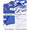 imageCOOFANDY Mens Knit Polo Shirts Short Sleeve Striped Golf Polo Shirts Lightweight Casual Collared T ShirtBlue and White