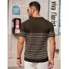 imageCOOFANDY Mens Knit Polo Shirts Short Sleeve Striped Golf Polo Shirts Lightweight Casual Collared T ShirtBrown Beige Stripes