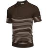 imageCOOFANDY Mens Knit Polo Shirts Short Sleeve Striped Golf Polo Shirts Lightweight Casual Collared T ShirtBrown Beige Stripes