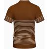 imageCOOFANDY Mens Knit Polo Shirts Short Sleeve Striped Golf Polo Shirts Lightweight Casual Collared T ShirtCaramel White Stripes