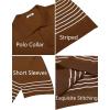 imageCOOFANDY Mens Knit Polo Shirts Short Sleeve Striped Golf Polo Shirts Lightweight Casual Collared T ShirtCaramel White Stripes