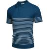 imageCOOFANDY Mens Knit Polo Shirts Short Sleeve Striped Golf Polo Shirts Lightweight Casual Collared T ShirtDenim Blue White Stripes