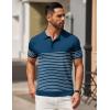imageCOOFANDY Mens Knit Polo Shirts Short Sleeve Striped Golf Polo Shirts Lightweight Casual Collared T ShirtDenim Blue White Stripes