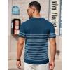 imageCOOFANDY Mens Knit Polo Shirts Short Sleeve Striped Golf Polo Shirts Lightweight Casual Collared T ShirtDenim Blue White Stripes