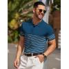 imageCOOFANDY Mens Knit Polo Shirts Short Sleeve Striped Golf Polo Shirts Lightweight Casual Collared T ShirtDenim Blue White Stripes